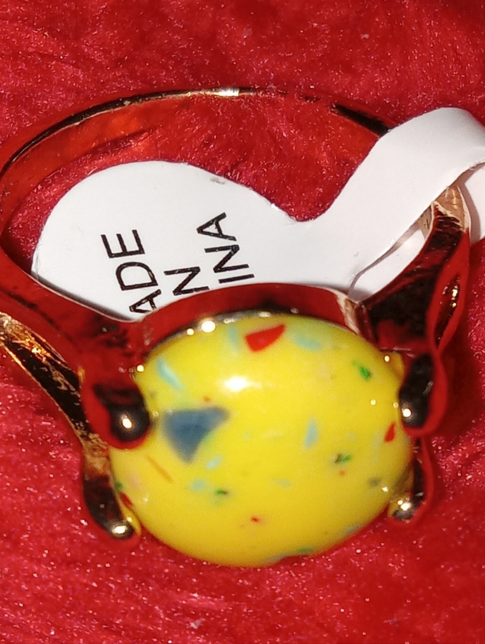 Goldtone Costume Ring With Multicolor Stone Size 9
